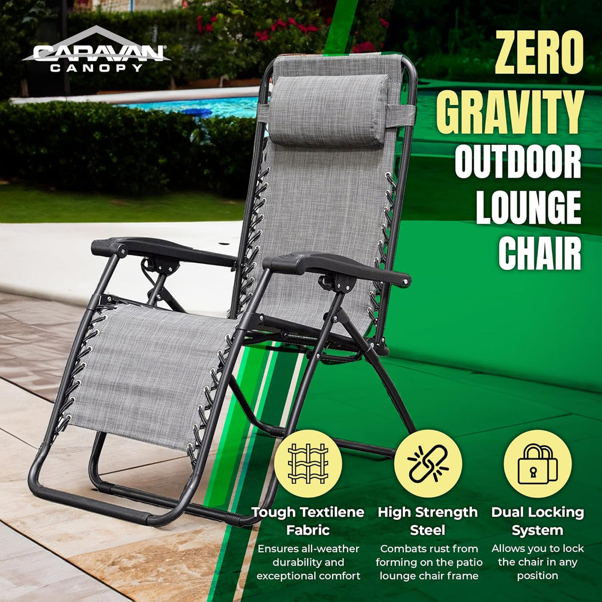 Caravan Sports Zero Gravity Chair – Grey or Blue | Clearance