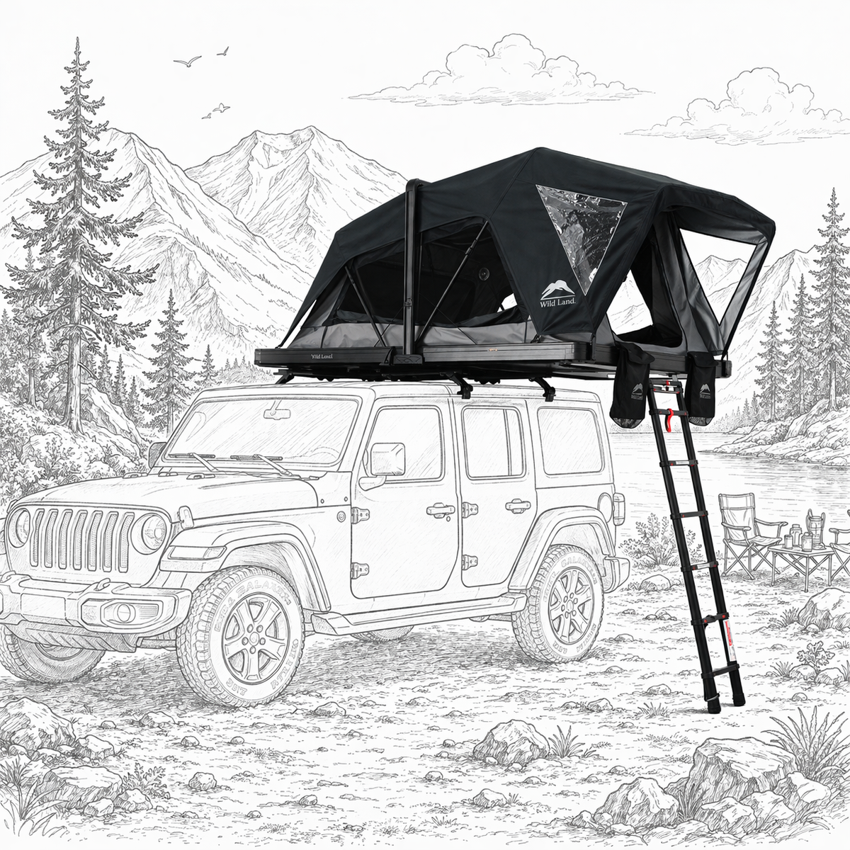 wild land roof top tent Wild Land Orthframe 130 V2 Roof Top Tent