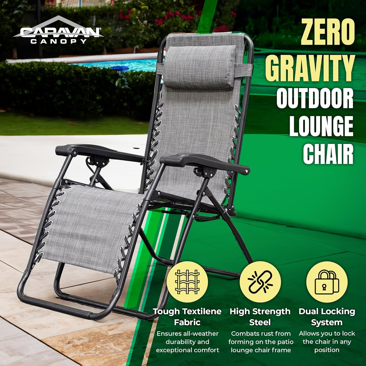 Garden Furniture Garden Treasures Grey Zero Gravity Chair Folding