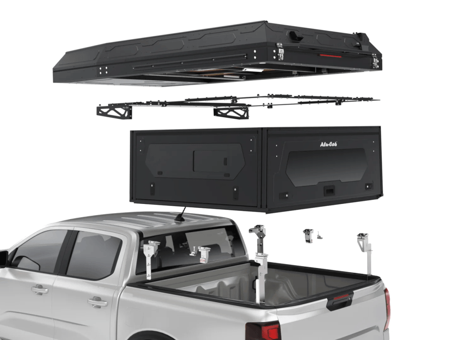 Exploded view of Alu-Cab ModCAP Tailgate Edition modular camper system