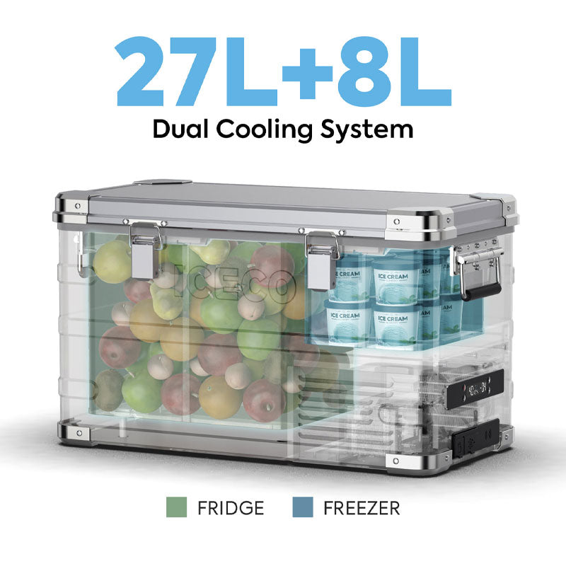 ICECO APL35 Dual Zone Aluminum Fridge Freezer – 35L (37QT)