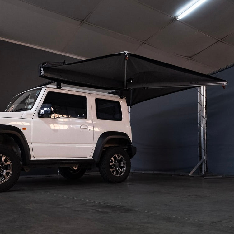 Alu-Cab 2 metre 270 degree Shadow Awning showing compact wraparound coverage