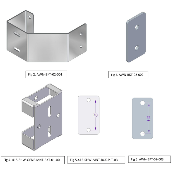 AluCab Shower Awning Brackets GEN 3 Expedition Tents